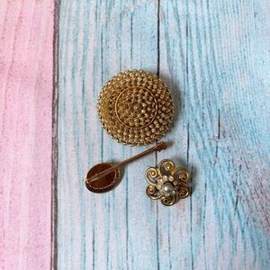 Set of 3 gold tone vintage Coro pins